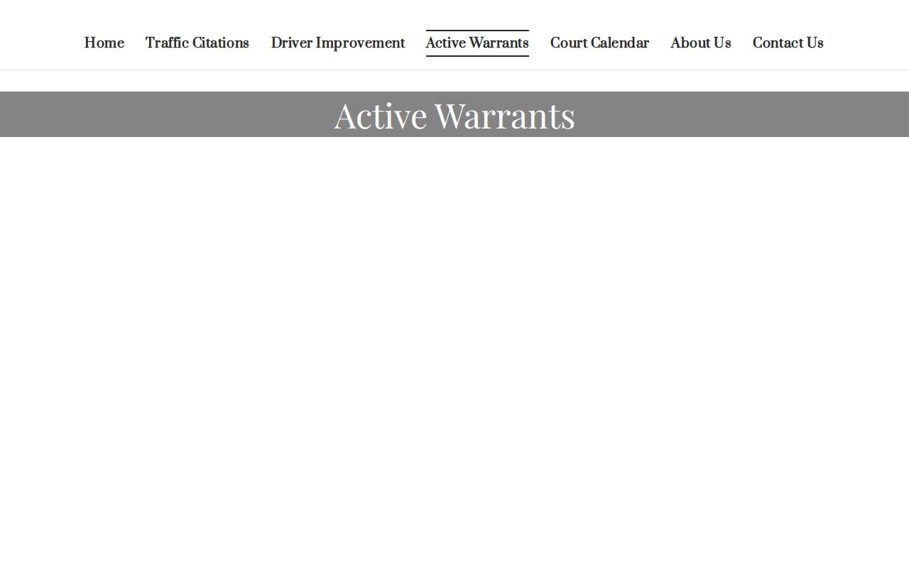 Rayne City Court active-warrant page banner for Acadia Parish warrant checks