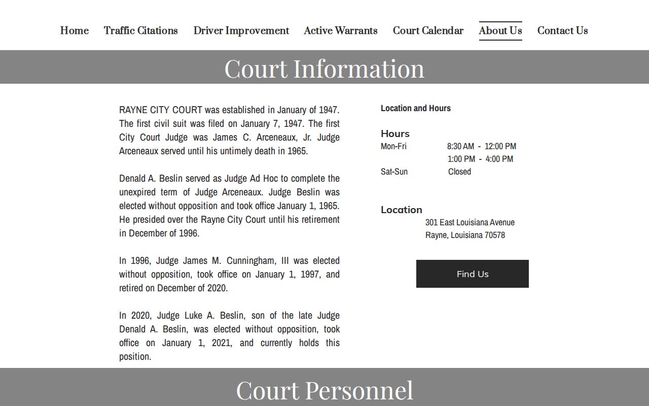 Rayne City Court counter where warrant records and bond payments are handled