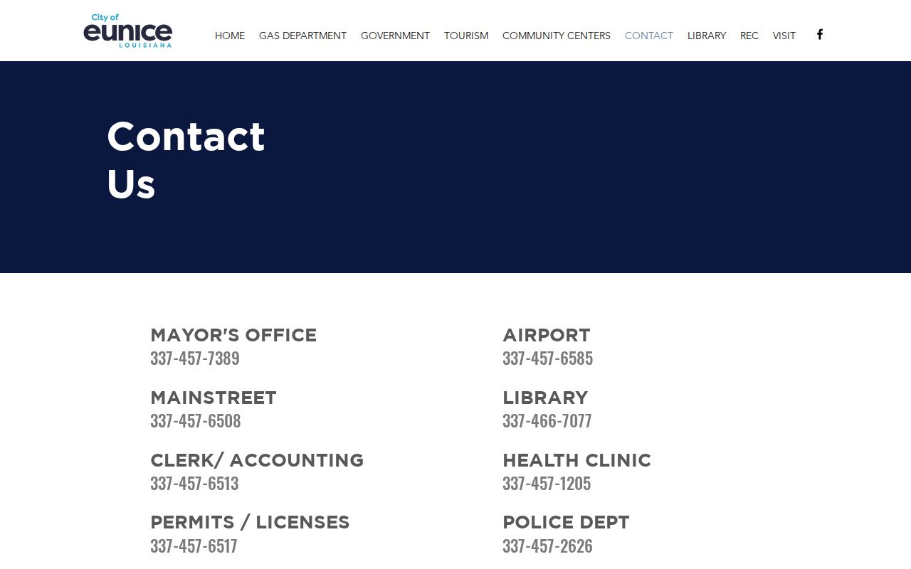Eunice police, marshal, and City Court contact lines for warrant records