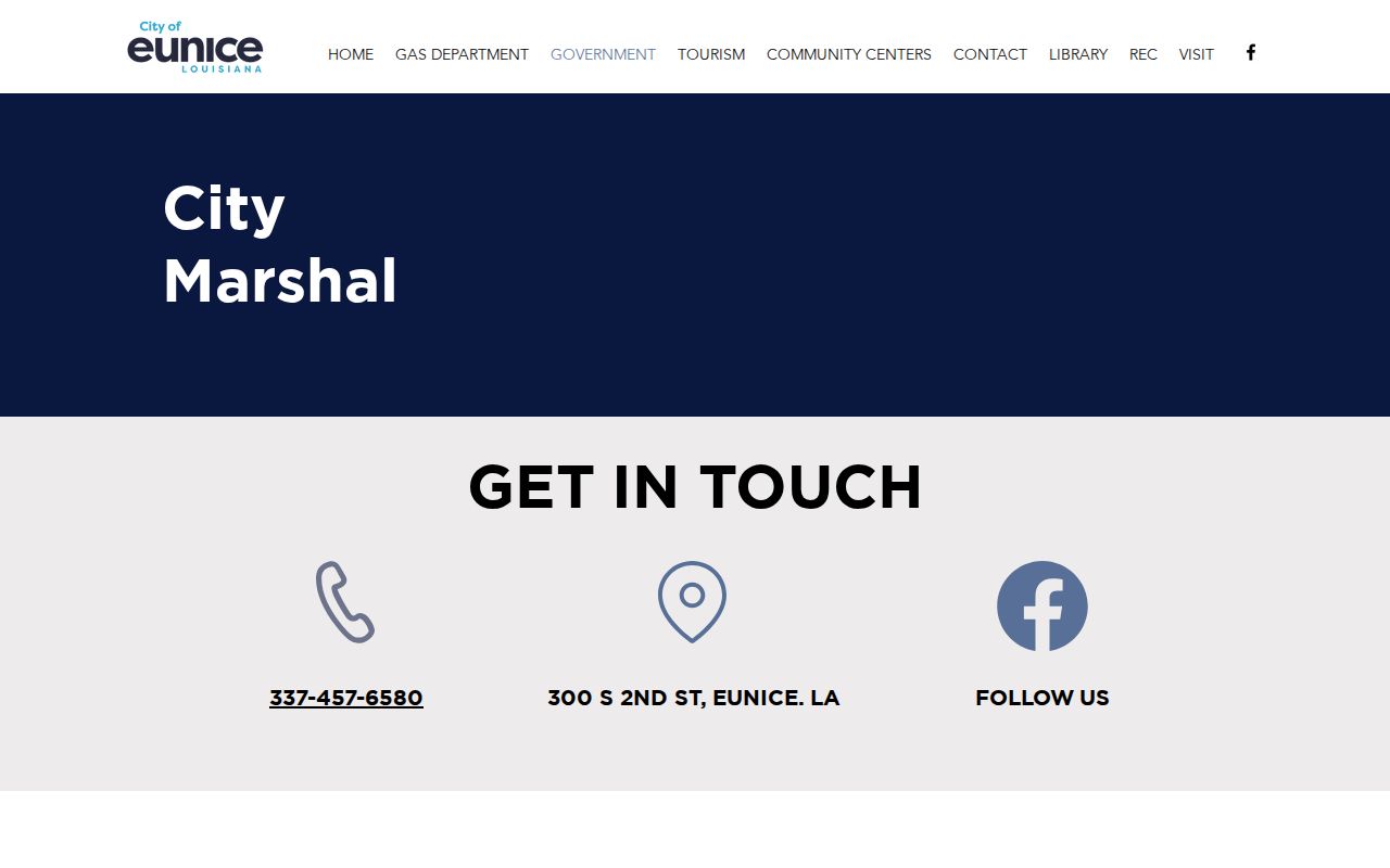 Eunice City Marshal office address and weekday hours for warrant service questions